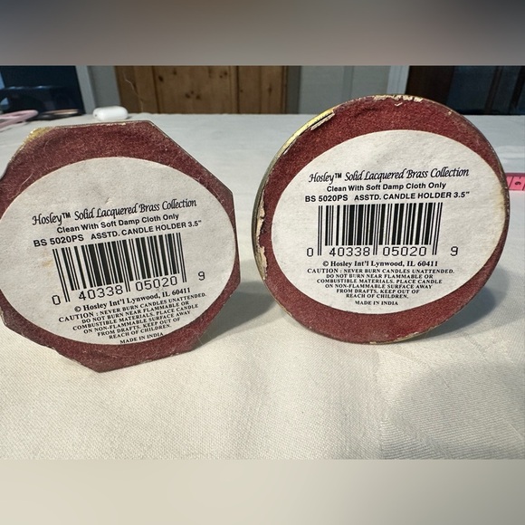 Set of 2 Mismatched Vintage Hosley Brass Laquered Candle Stick Holders - Picture 3 of 8